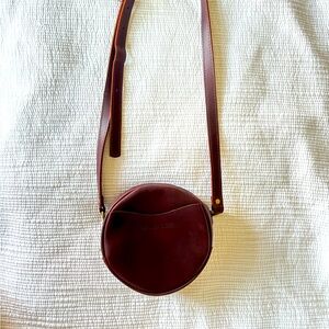 Portland leather co. Small round purse in cognac brown